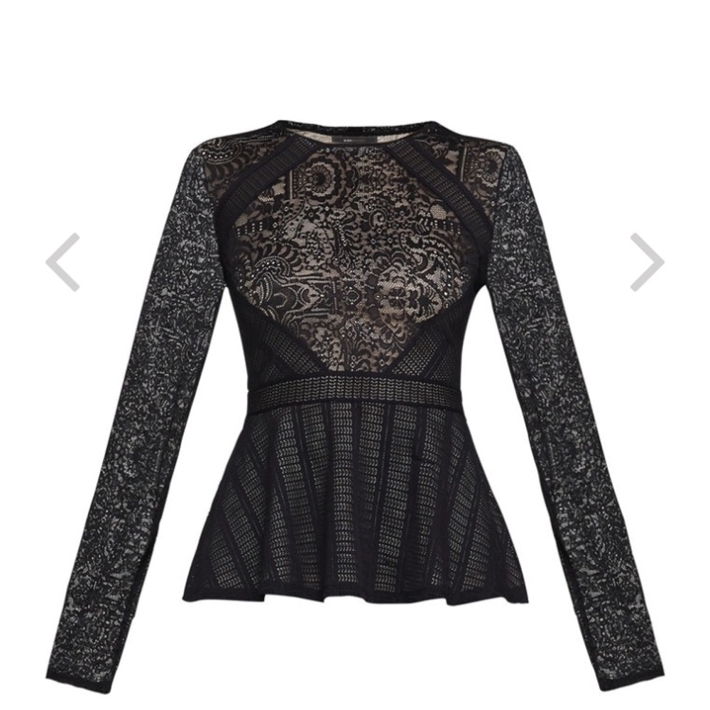 BCBG Capri Lace Peplum Top NWT